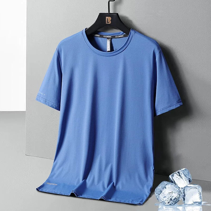 👕CAMISETA DE CUELLO REDONDO❄️👕 SEDA HELADA🍃🧊