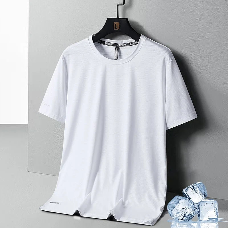 👕CAMISETA DE CUELLO REDONDO❄️👕 SEDA HELADA🍃🧊