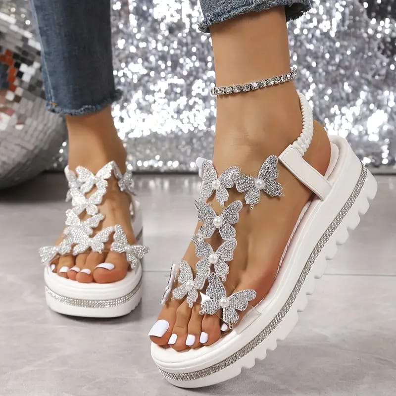 ✨ Sandalias Plataforma con Mariposas Brillantes – Belleza, Estilo y Confort en Cada Paso ✨