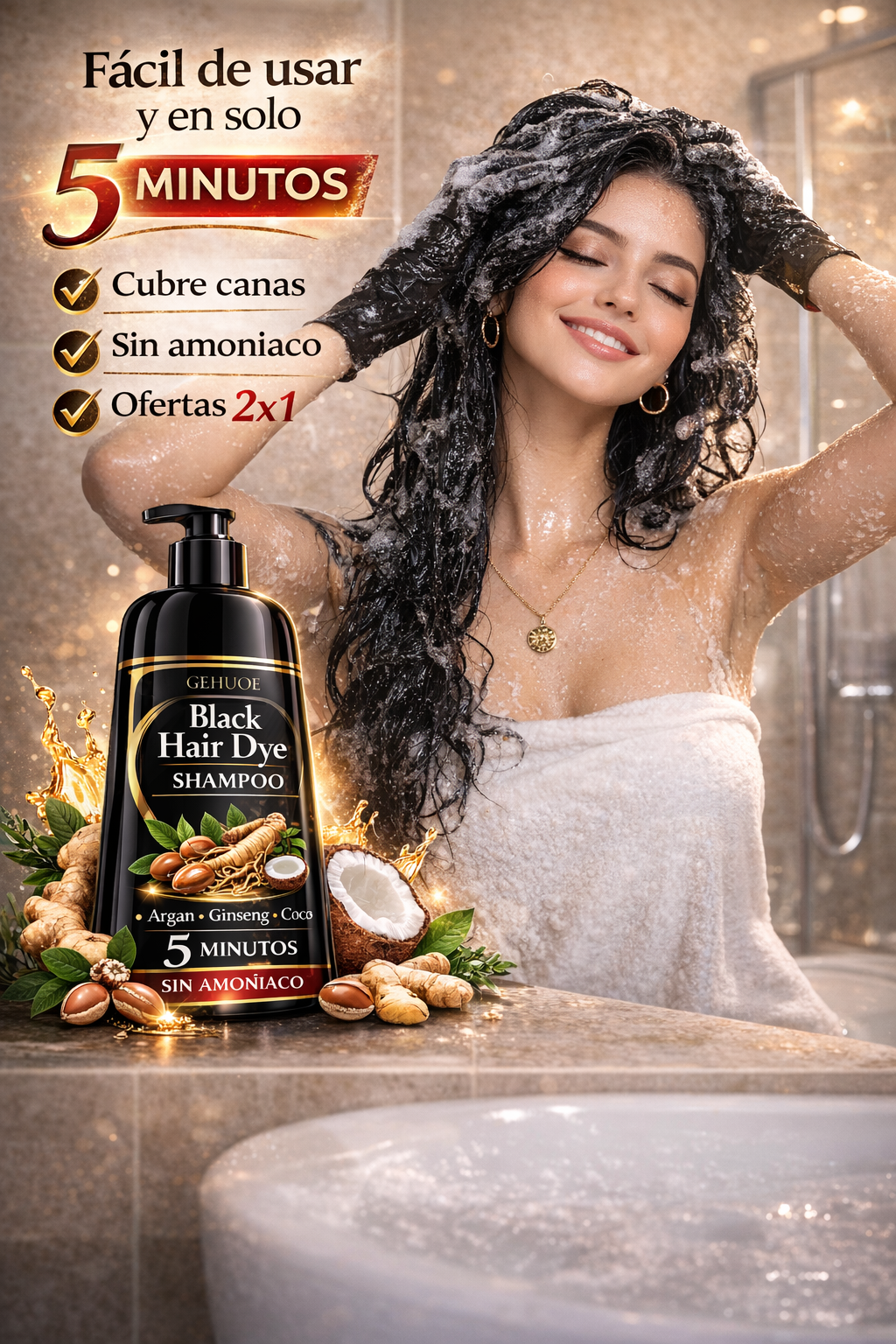✨Shampo black hair🎯✨ Sin mezclas,Sin complicaciones,Solo resultados👑