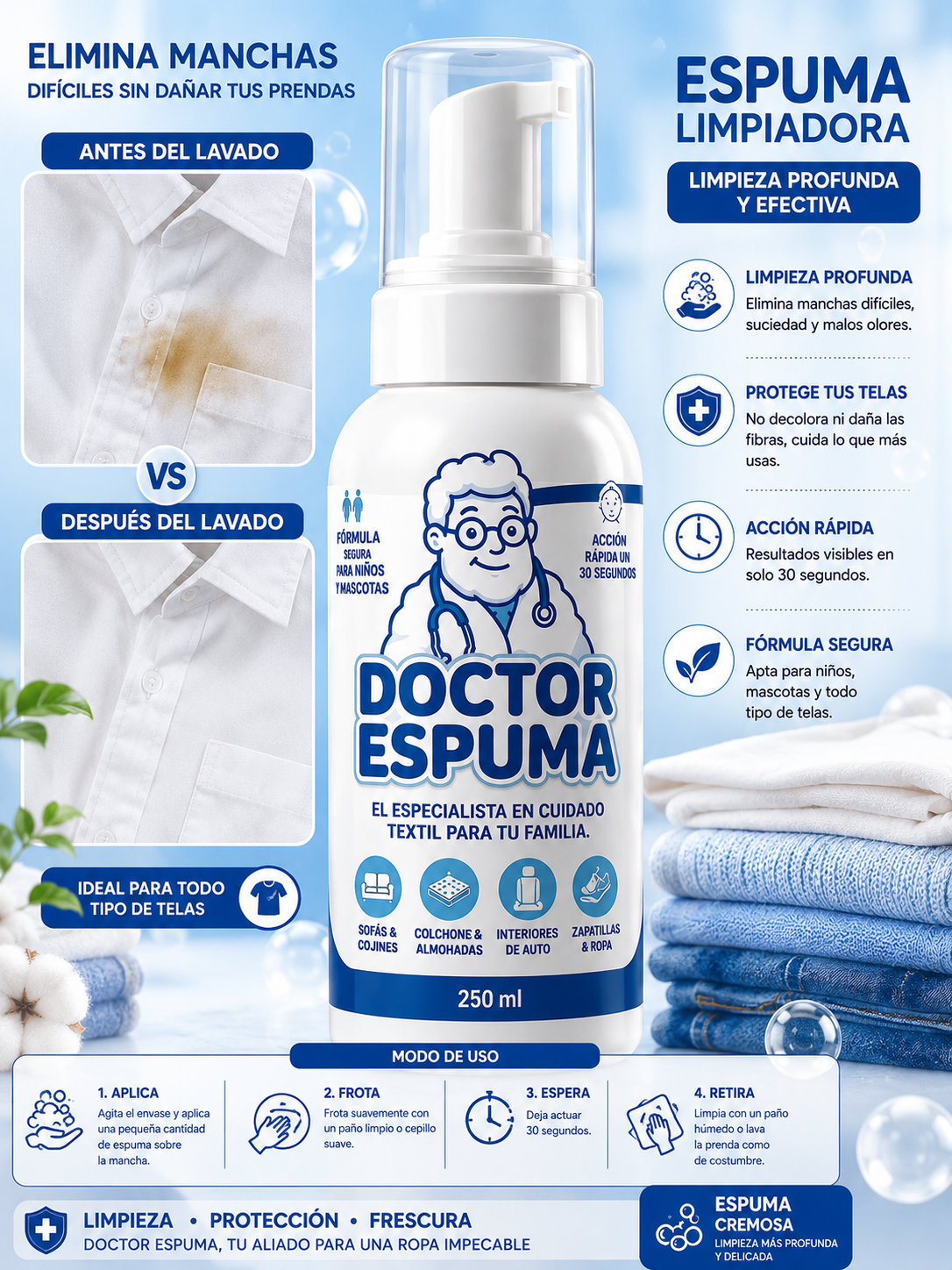 Doctor espuma🫧El especialista en manchas difíciles✨Limpieza profunda en segundos