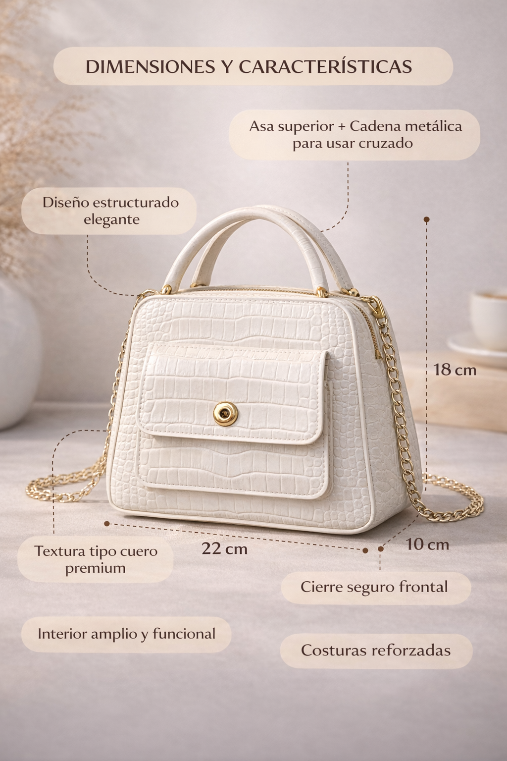 👜 Bolso Elegante Texturizado – Estilo, Funcionalidad y Sofisticación