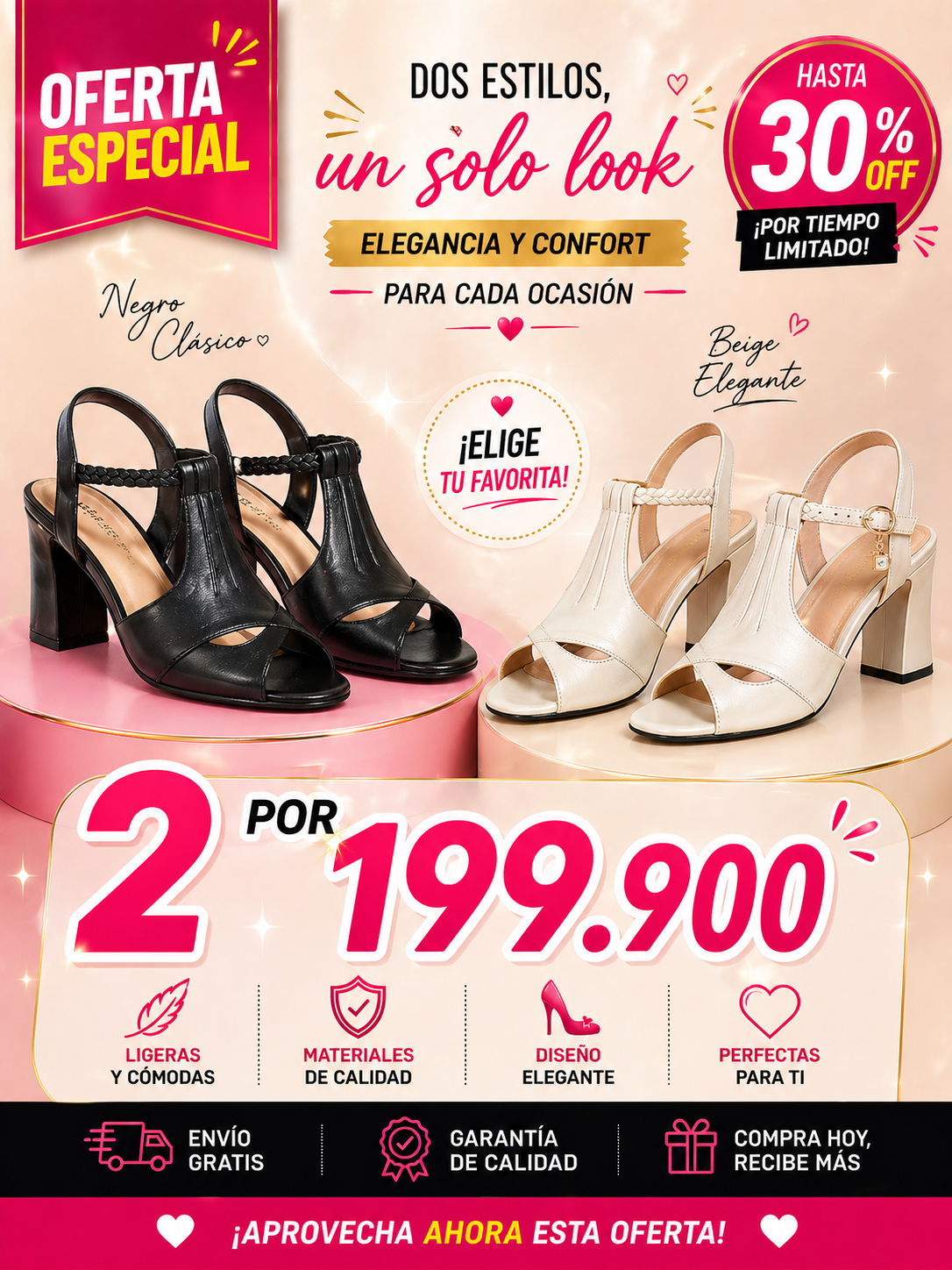 SANDALIA DE TACON CAROLINE✨Elegancia que se nota,sin esfuerzo🔥