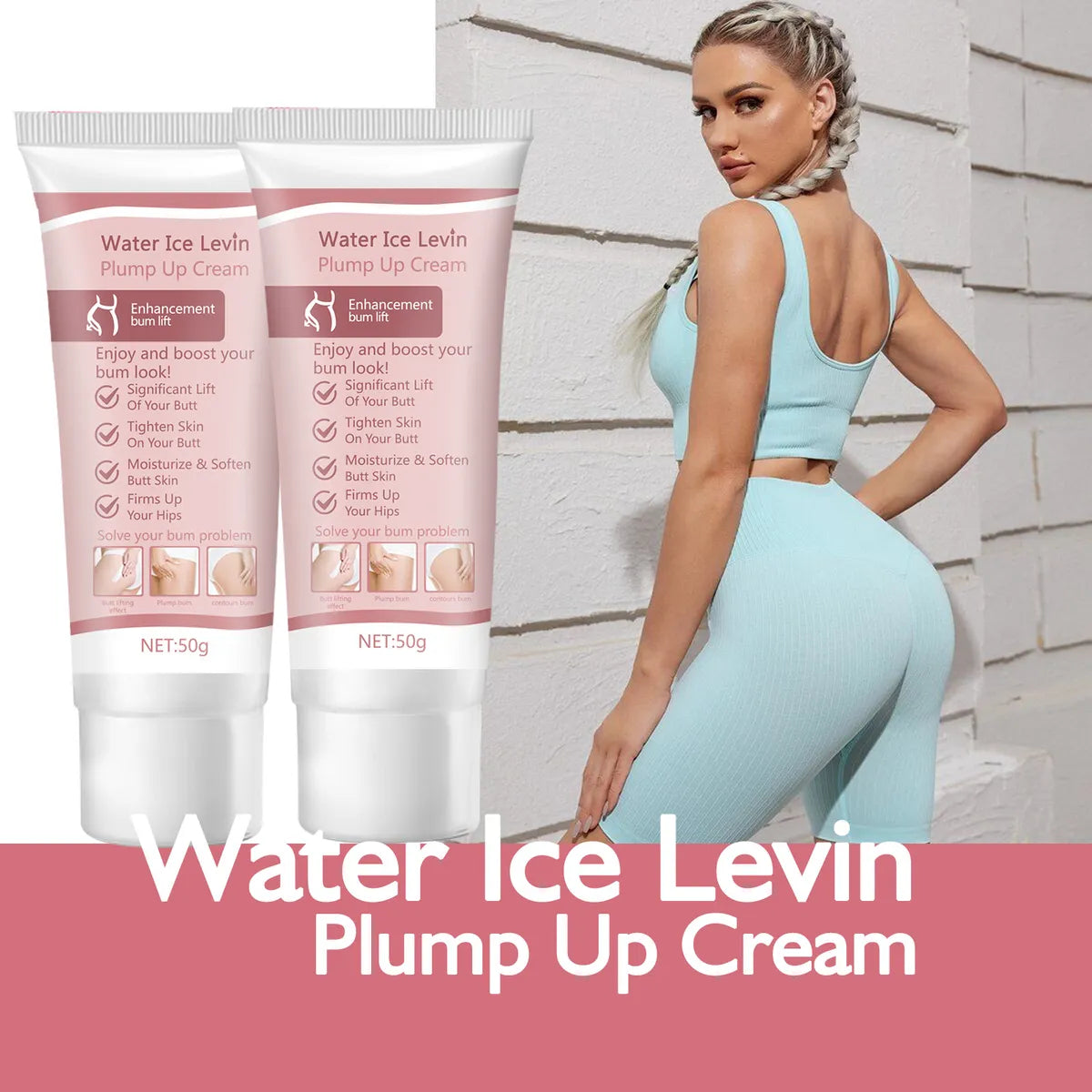 🌸Crema Reafirmante de Glúteos Water Ice Levin👉Firmeza visible, belleza natural💧💖