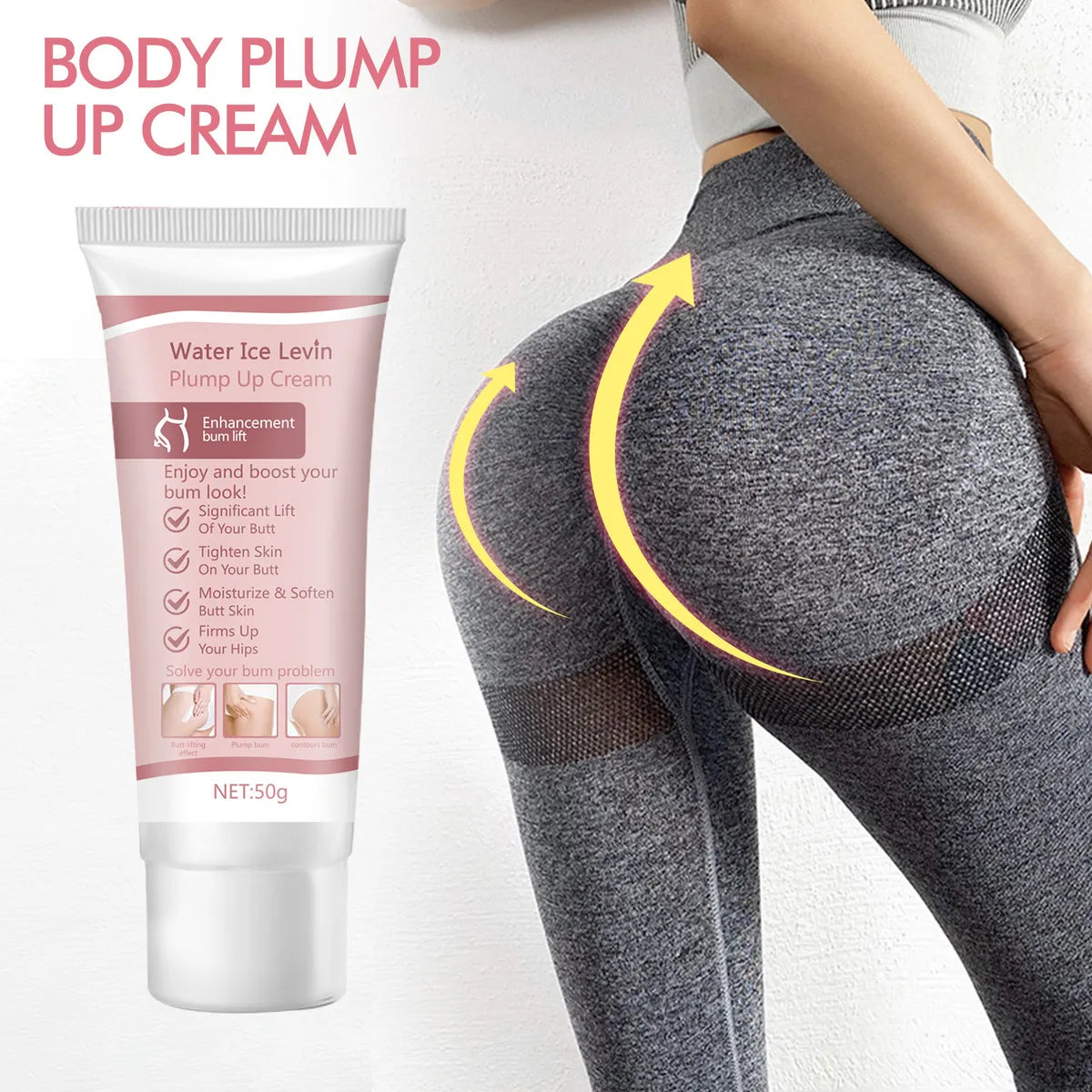 🌸Crema Reafirmante de Glúteos Water Ice Levin👉Firmeza visible, belleza natural💧💖