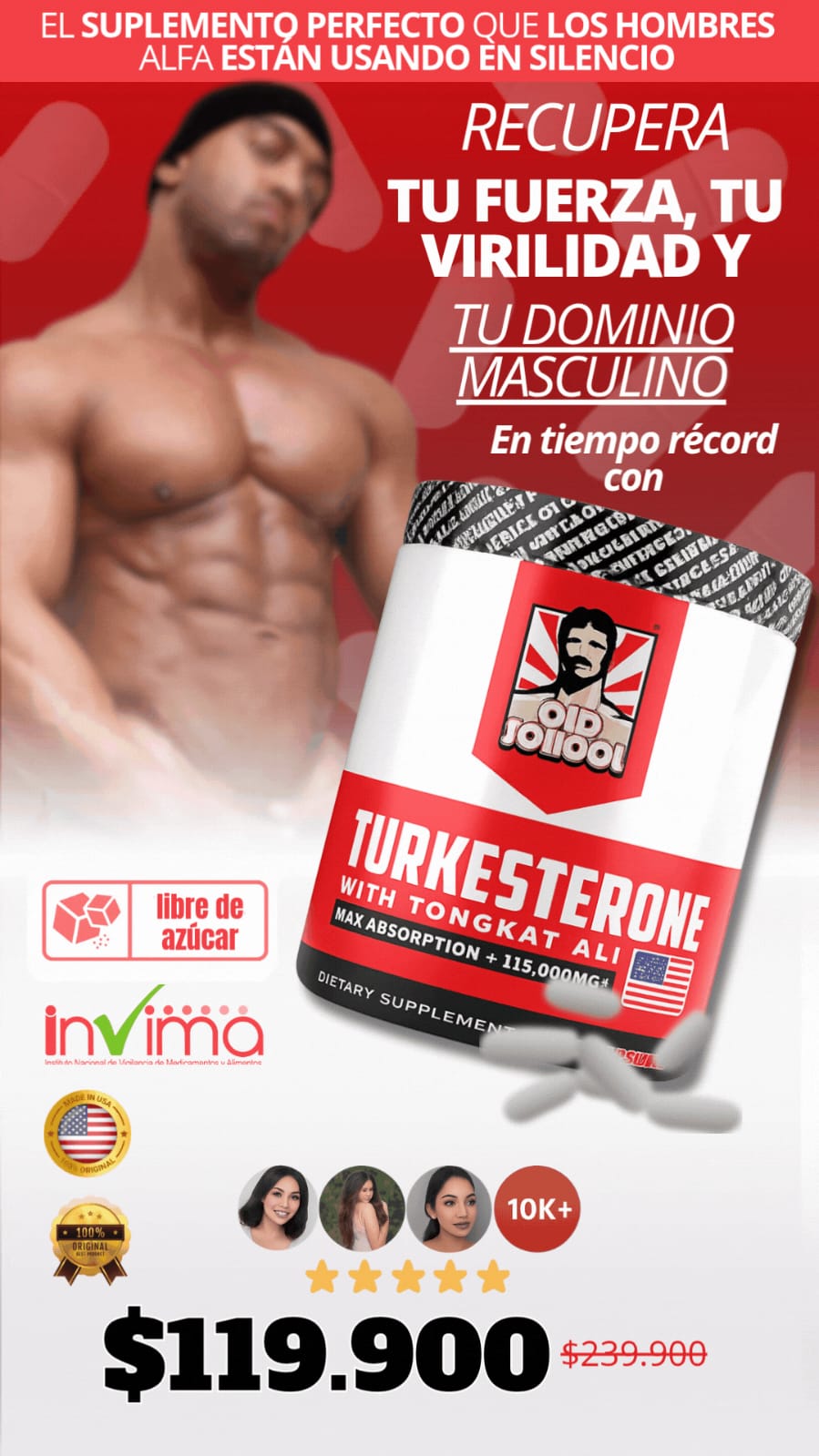 🦬Old School Labs Turkesterona Con Tongkat Ali Para Fuerza y Rendimiento 🦬- 120 Cápsulas