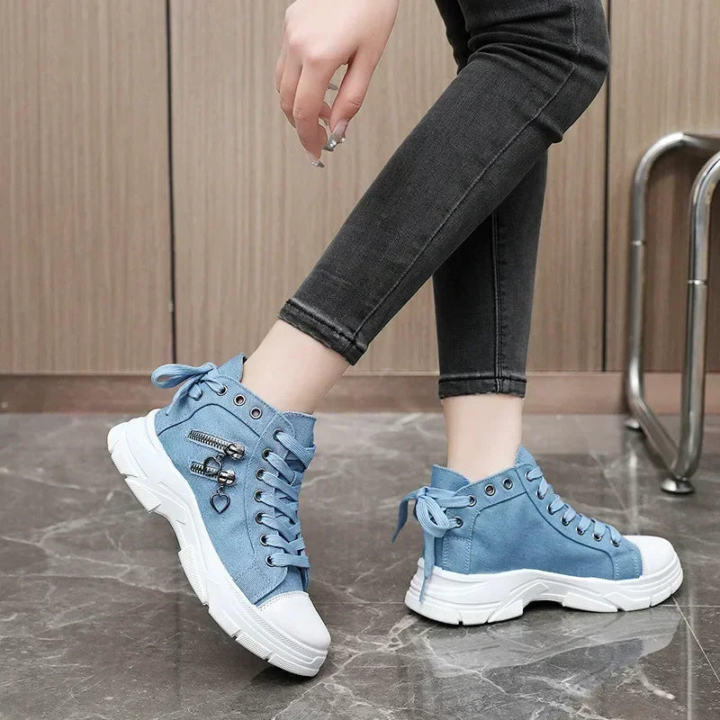 Tenis Retro Denim High-Top Sneakers