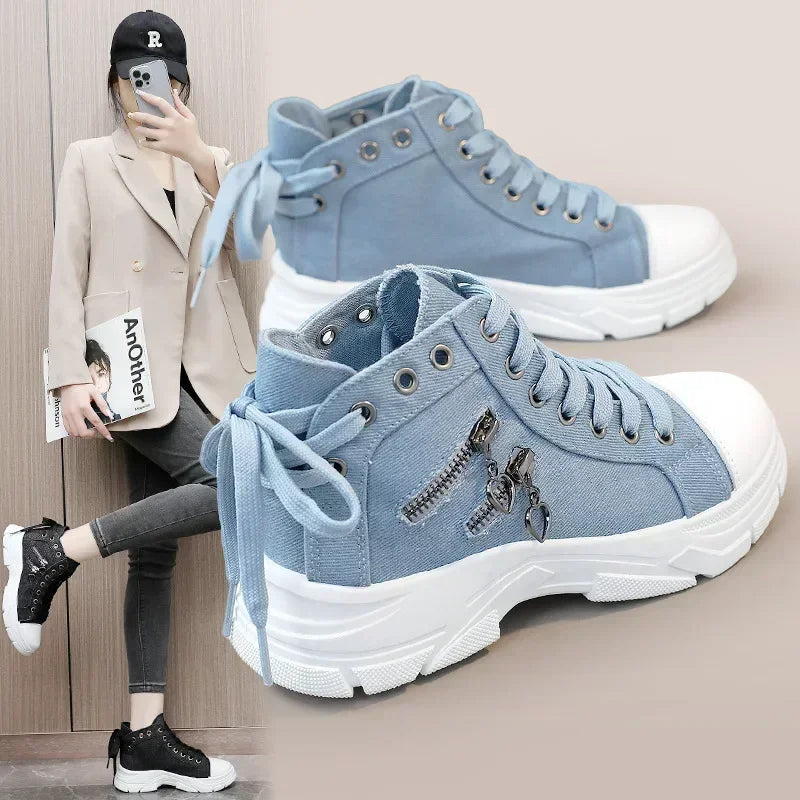 Tenis Retro Denim High-Top Sneakers